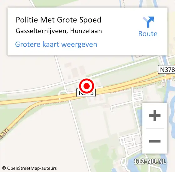 Locatie op kaart van de 112 melding: Politie Met Grote Spoed Naar Gasselternijveen, Hunzelaan op 14 juni 2022 08:21