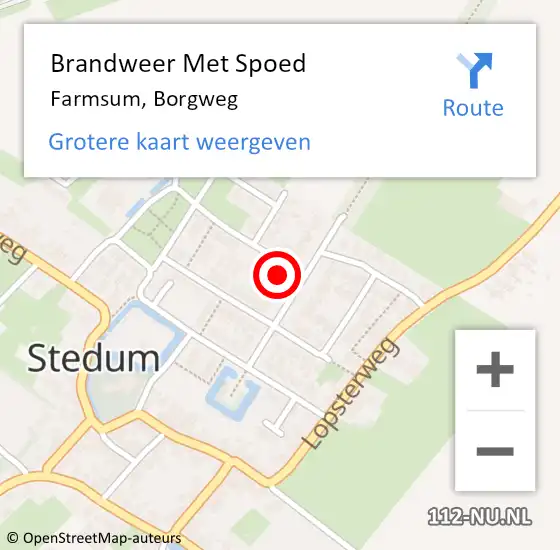 Locatie op kaart van de 112 melding: Brandweer Met Spoed Naar Farmsum, Borgweg op 14 juni 2022 08:22