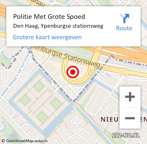 Locatie op kaart van de 112 melding: Politie Met Grote Spoed Naar Den Haag, Ypenburgse stationsweg op 14 juni 2022 08:45