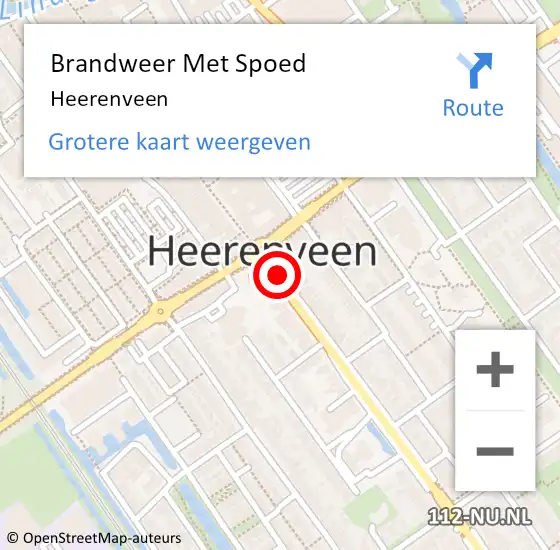 Locatie op kaart van de 112 melding: Brandweer Met Spoed Naar Heerenveen op 14 juni 2022 08:51