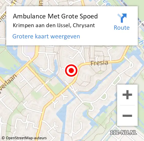 Locatie op kaart van de 112 melding: Ambulance Met Grote Spoed Naar Krimpen aan den IJssel, Chrysant op 14 juni 2022 08:54