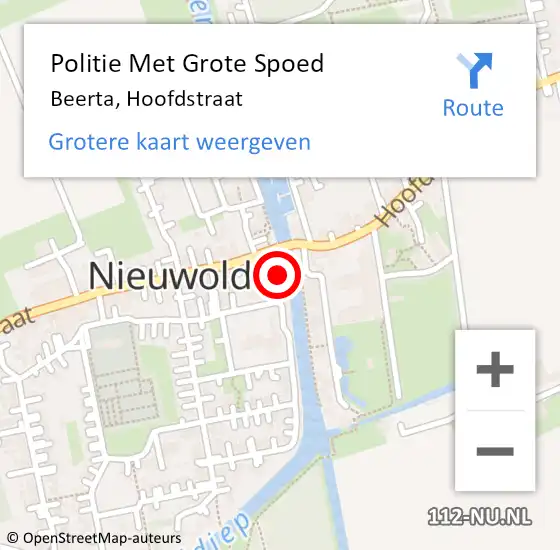 Locatie op kaart van de 112 melding: Politie Met Grote Spoed Naar Beerta, Hoofdstraat op 14 juni 2022 09:07