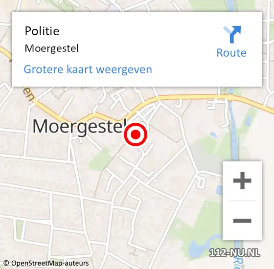 Locatie op kaart van de 112 melding: Politie Moergestel op 14 juni 2022 09:23