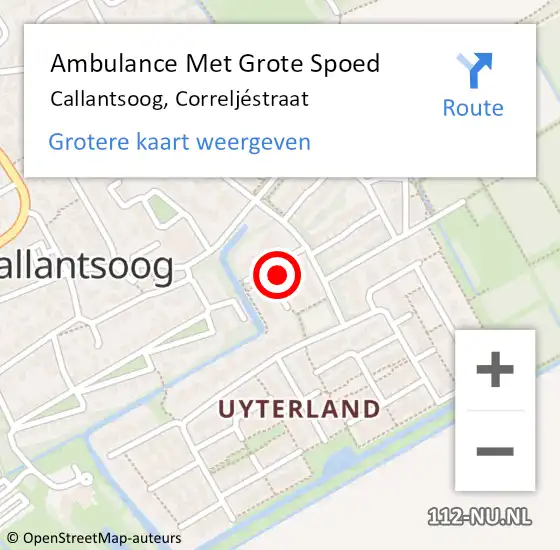 Locatie op kaart van de 112 melding: Ambulance Met Grote Spoed Naar Callantsoog, Correljéstraat op 14 juni 2022 09:35