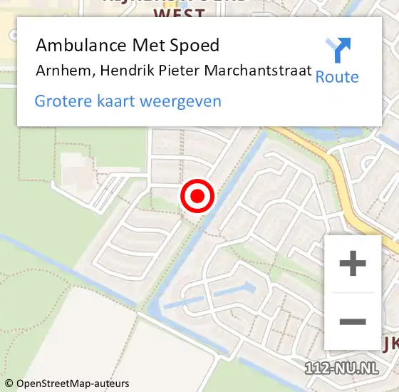 Locatie op kaart van de 112 melding: Ambulance Met Spoed Naar Arnhem, Hendrik Pieter Marchantstraat op 14 juni 2022 09:52