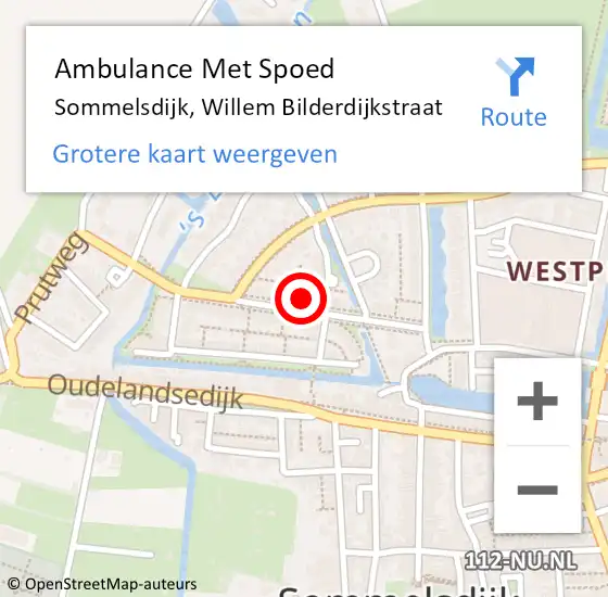 Locatie op kaart van de 112 melding: Ambulance Met Spoed Naar Sommelsdijk, Willem Bilderdijkstraat op 14 juni 2022 09:55