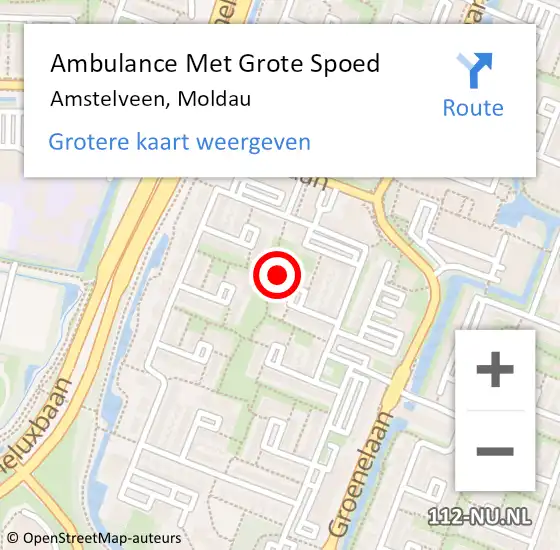 Locatie op kaart van de 112 melding: Ambulance Met Grote Spoed Naar Amstelveen, Moldau op 14 juni 2022 10:02