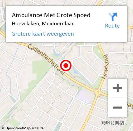 Locatie op kaart van de 112 melding: Ambulance Met Grote Spoed Naar Hoevelaken, Meidoornlaan op 14 juni 2022 10:02