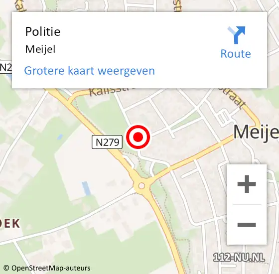 Locatie op kaart van de 112 melding: Politie Meijel op 14 juni 2022 10:07