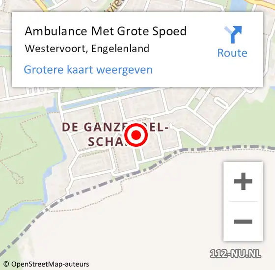 Locatie op kaart van de 112 melding: Ambulance Met Grote Spoed Naar Westervoort, Engelenland op 14 juni 2022 10:08
