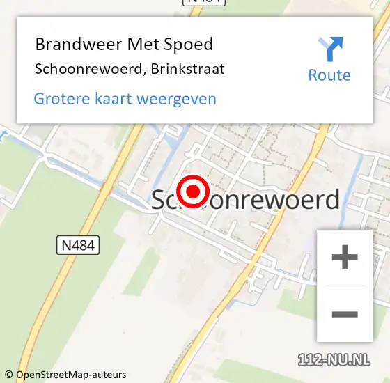 Locatie op kaart van de 112 melding: Brandweer Met Spoed Naar Schoonrewoerd, Brinkstraat op 14 juni 2022 10:09