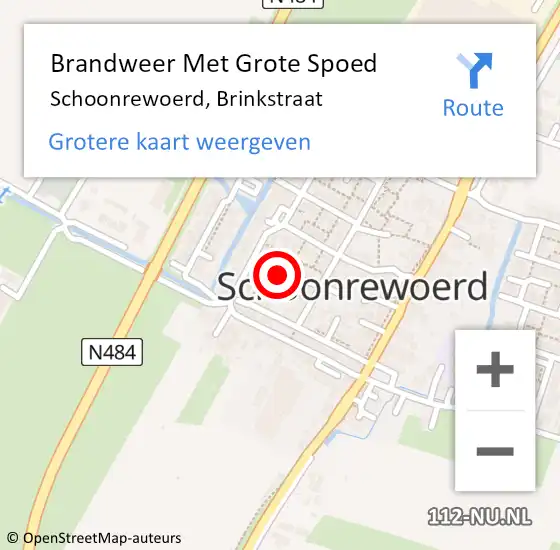 Locatie op kaart van de 112 melding: Brandweer Met Grote Spoed Naar Schoonrewoerd, Brinkstraat op 14 juni 2022 10:09