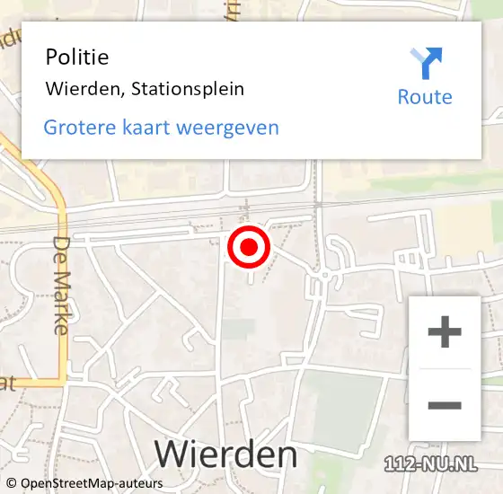 Locatie op kaart van de 112 melding: Politie Wierden, Stationsplein op 14 juni 2022 10:20