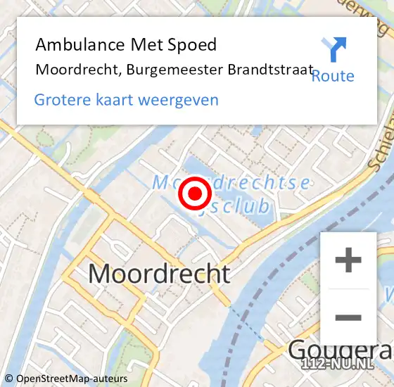 Locatie op kaart van de 112 melding: Ambulance Met Spoed Naar Moordrecht, Burgemeester Brandtstraat op 14 juni 2022 10:22