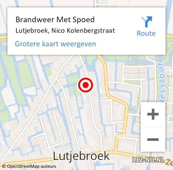 Locatie op kaart van de 112 melding: Brandweer Met Spoed Naar Lutjebroek, Nico Kolenbergstraat op 20 juli 2014 04:37