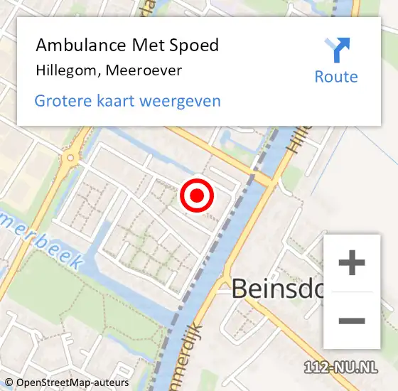 Locatie op kaart van de 112 melding: Ambulance Met Spoed Naar Hillegom, Meeroever op 14 juni 2022 10:37