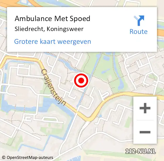 Locatie op kaart van de 112 melding: Ambulance Met Spoed Naar Sliedrecht, Koningsweer op 14 juni 2022 10:41