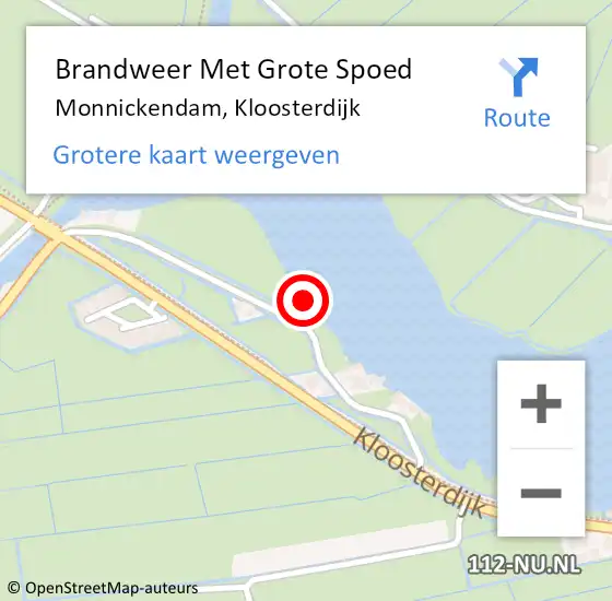 Locatie op kaart van de 112 melding: Brandweer Met Grote Spoed Naar Monnickendam, Kloosterdijk op 14 juni 2022 11:05