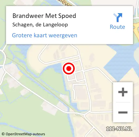 Locatie op kaart van de 112 melding: Brandweer Met Spoed Naar Schagen, de Langeloop op 14 juni 2022 11:33