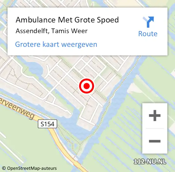 Locatie op kaart van de 112 melding: Ambulance Met Grote Spoed Naar Assendelft, Tamis Weer op 14 juni 2022 11:36