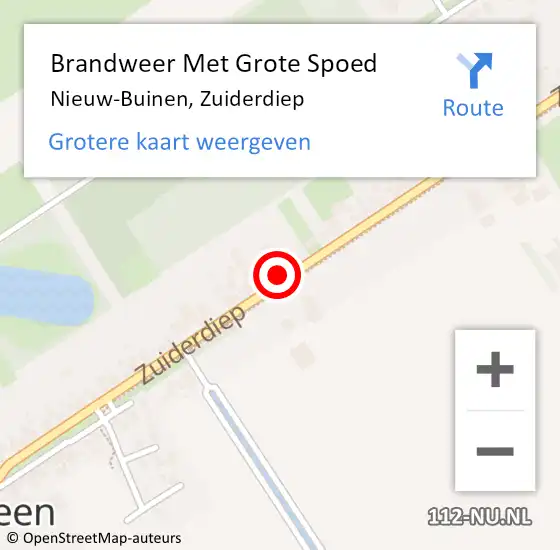 Locatie op kaart van de 112 melding: Brandweer Met Grote Spoed Naar Nieuw-Buinen, Zuiderdiep op 14 juni 2022 12:11