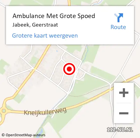 Locatie op kaart van de 112 melding: Ambulance Met Grote Spoed Naar Jabeek, Geerstraat op 20 juli 2014 05:00