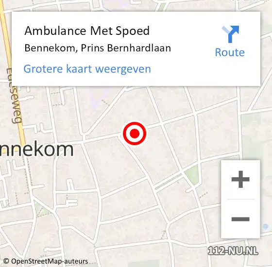 Locatie op kaart van de 112 melding: Ambulance Met Spoed Naar Bennekom, Prins Bernhardlaan op 14 juni 2022 12:33