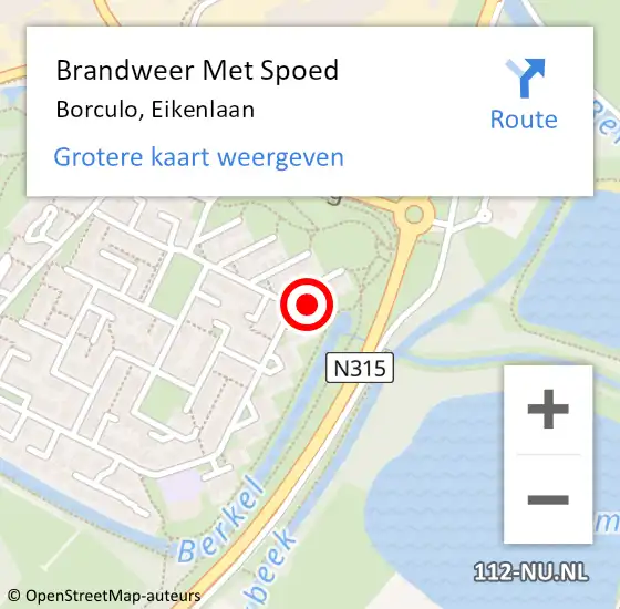 Locatie op kaart van de 112 melding: Brandweer Met Spoed Naar Borculo, Eikenlaan op 14 juni 2022 12:45