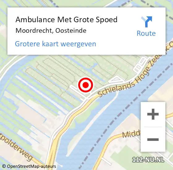 Locatie op kaart van de 112 melding: Ambulance Met Grote Spoed Naar Moordrecht, Oosteinde op 14 juni 2022 13:17