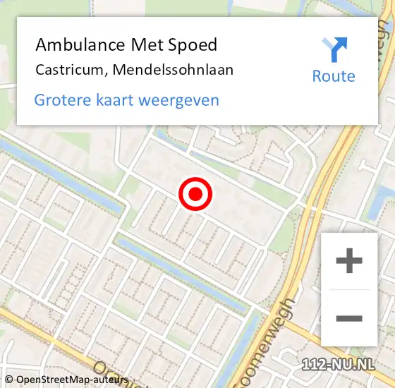 Locatie op kaart van de 112 melding: Ambulance Met Spoed Naar Castricum, Mendelssohnlaan op 14 juni 2022 13:20