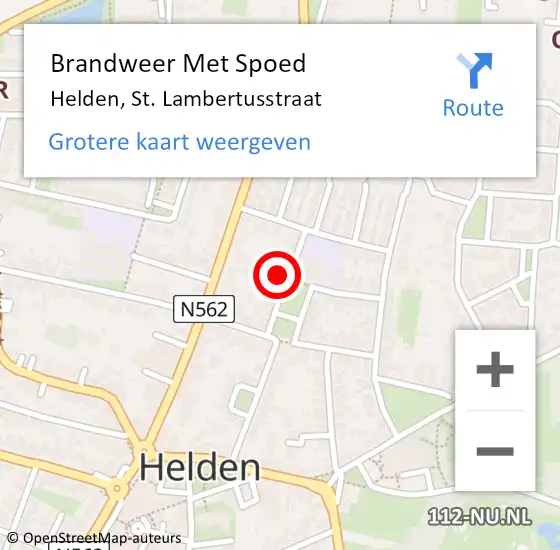 Locatie op kaart van de 112 melding: Brandweer Met Spoed Naar Helden, St. Lambertusstraat op 14 juni 2022 13:37