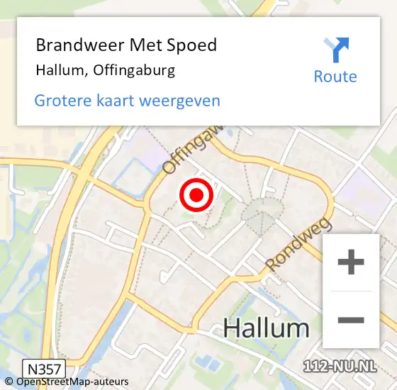Locatie op kaart van de 112 melding: Brandweer Met Spoed Naar Hallum, Offingaburg op 14 juni 2022 13:43