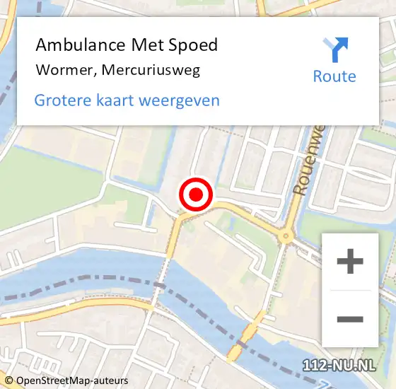 Locatie op kaart van de 112 melding: Ambulance Met Spoed Naar Wormer, Mercuriusweg op 14 juni 2022 14:02