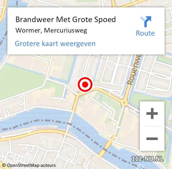 Locatie op kaart van de 112 melding: Brandweer Met Grote Spoed Naar Wormer, Mercuriusweg op 14 juni 2022 14:03