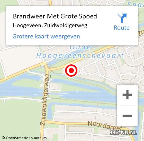 Locatie op kaart van de 112 melding: Brandweer Met Grote Spoed Naar Hoogeveen, Zuidwoldigerweg op 14 juni 2022 14:12