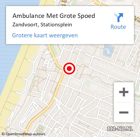Locatie op kaart van de 112 melding: Ambulance Met Grote Spoed Naar Zandvoort, Stationsplein op 14 juni 2022 14:14