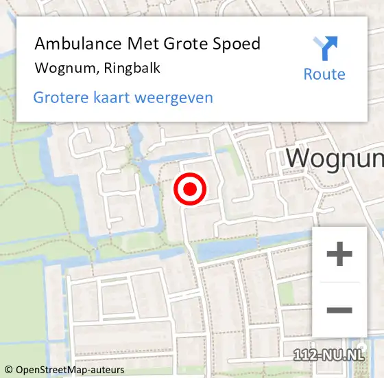 Locatie op kaart van de 112 melding: Ambulance Met Grote Spoed Naar Wognum, Ringbalk op 14 juni 2022 14:31