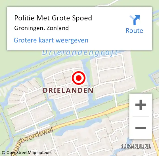 Locatie op kaart van de 112 melding: Politie Met Grote Spoed Naar Groningen, Zonland op 14 juni 2022 14:51