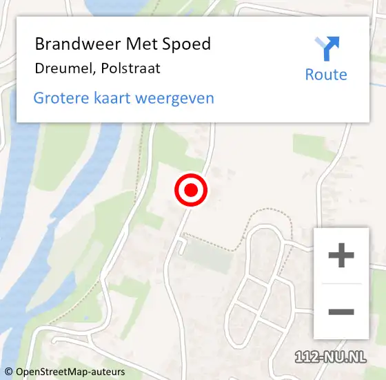 Locatie op kaart van de 112 melding: Brandweer Met Spoed Naar Dreumel, Polstraat op 14 juni 2022 15:05