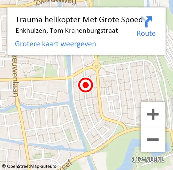Locatie op kaart van de 112 melding: Trauma helikopter Met Grote Spoed Naar Enkhuizen, Tom Kranenburgstraat op 14 juni 2022 15:10