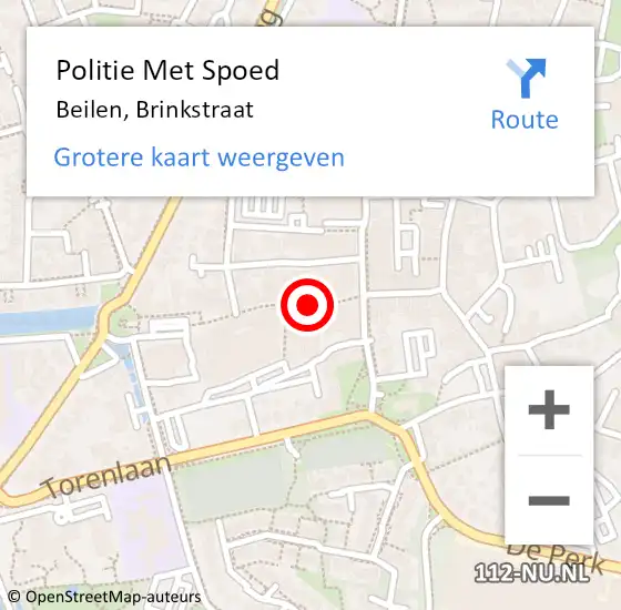 Locatie op kaart van de 112 melding: Politie Met Spoed Naar Beilen, Brinkstraat op 14 juni 2022 15:28