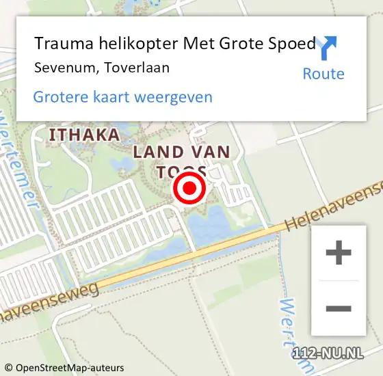 Locatie op kaart van de 112 melding: Trauma helikopter Met Grote Spoed Naar Sevenum, Toverlaan op 14 juni 2022 15:29