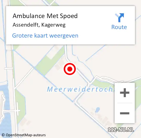 Locatie op kaart van de 112 melding: Ambulance Met Spoed Naar Assendelft, Kagerweg op 14 juni 2022 15:34