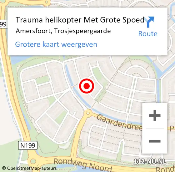 Locatie op kaart van de 112 melding: Trauma helikopter Met Grote Spoed Naar Amersfoort, Trosjespeergaarde op 14 juni 2022 15:56