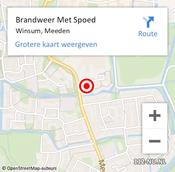 Locatie op kaart van de 112 melding: Brandweer Met Spoed Naar Winsum, Meeden op 14 juni 2022 16:32