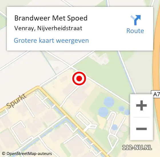 Locatie op kaart van de 112 melding: Brandweer Met Spoed Naar Venray, Nijverheidstraat op 14 juni 2022 16:32