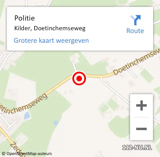 Locatie op kaart van de 112 melding: Politie Kilder, Doetinchemseweg op 14 juni 2022 16:33