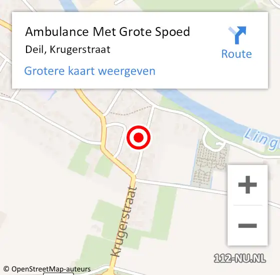 Locatie op kaart van de 112 melding: Ambulance Met Grote Spoed Naar Deil, Krugerstraat op 14 juni 2022 16:42