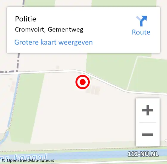 Locatie op kaart van de 112 melding: Politie Cromvoirt, Gementweg op 14 juni 2022 17:05