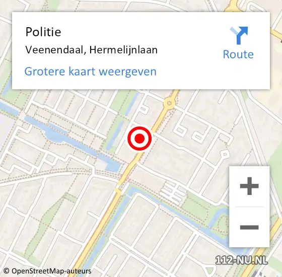 Locatie op kaart van de 112 melding: Politie Veenendaal, Hermelijnlaan op 14 juni 2022 17:06